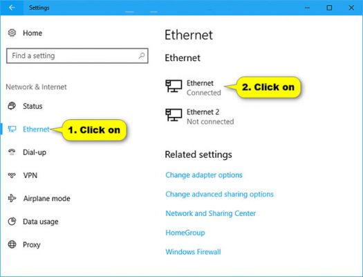 Kết Nối Ethernet Kết Nối Ethernet và click on